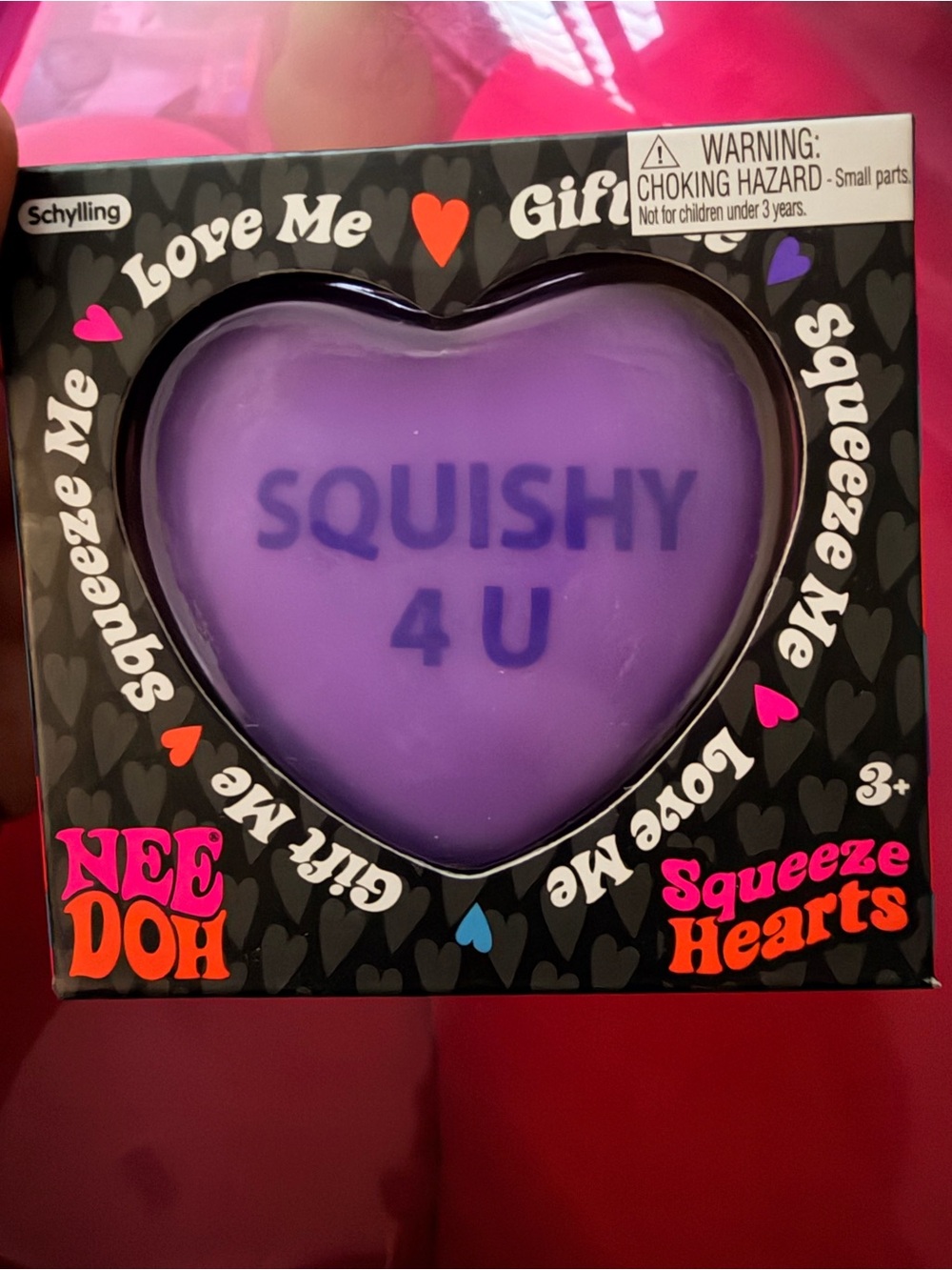Needoh Schylling Squeeze Hearts Purple Squishy 4 U - Heart Stress Toy